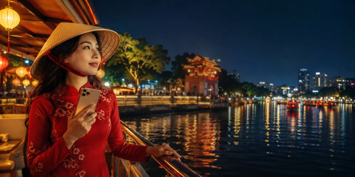 Game casino trên di động tại Hà Nội – nón lá và smartphone