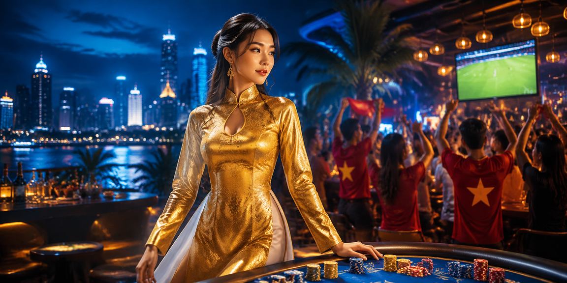 Người chơi game bài cao cấp tại TP.HCM trong không gian sang trọng với áo dài